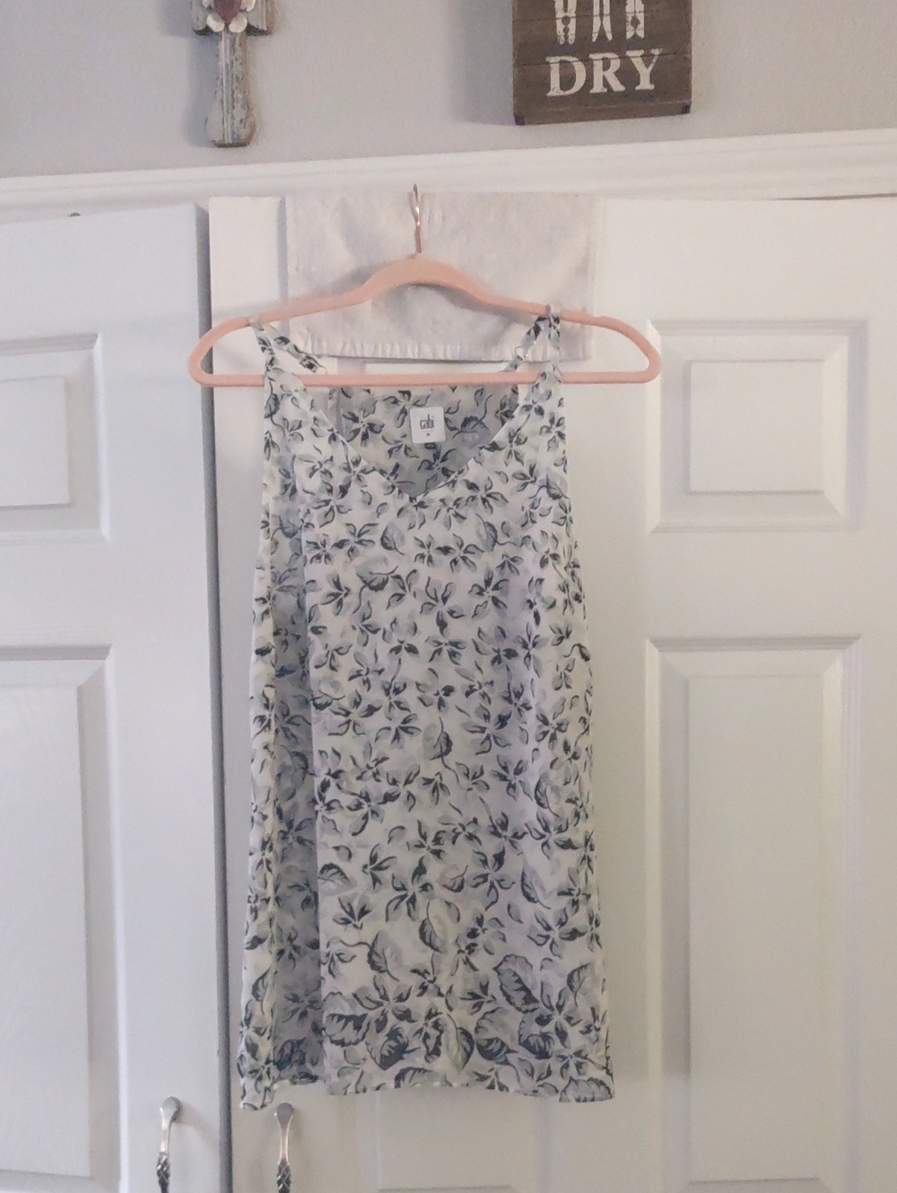 cabi Floral Blouse - White & Gray